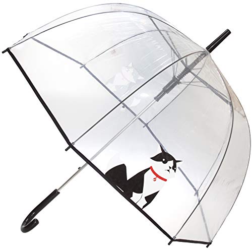 Parasol z przezroczystym nadrukiem buldog francuski, parasol automatyczny, duża ochrona o średnicy 85 cm, przezroczysty nadruk z psem