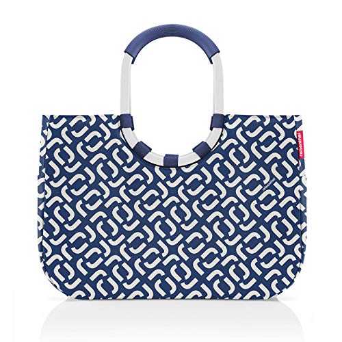 reisenthel loopshopper L frame OR7040 black - torba na zakupy o pojemności 25 l - wodoodporna - szer. 46 x wys. 34,5 x gł. 25 cm, Navy Signature, 46x34,50x25cm, torba na zakupy z uchwytem