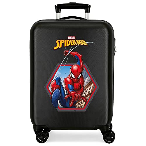 Marvel Spiderman Geo czarna walizka kabinowa 38 x 55 x 20 cm, sztywny zamek szyfrowy ABS, 34 litry, 2,6 kg, 4 podwójne koła, bagaż podręczny