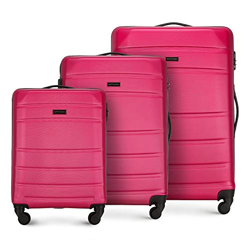 WITTCHEN Stabilna średnia walizka na kółkach, walizka podróżna, Rosa (różowy) - 56-3A-65 56-3A-65