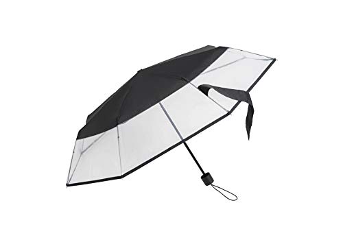 Falconetti parasol, przezroczysty, składany, dla kobiet, mały parasol, kompaktowy i lekki, przezroczysty i czarny, mały parasol, przezroczysty FALCONETTILF1408120NOIR