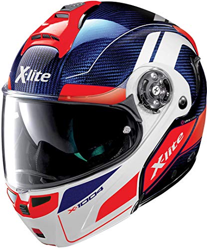 X-Lite X-1004 ULTRA CHARISMA CARBON TINTE BLUE GLOSSY WHITE CHIN GUARD S
