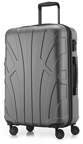 Suitline - Bagaże z twardą stroną, wózek z twardą skorupą, rozszerzalna, TSA, (S, M i L), czarny, Srebrny, 66 cm, Walizka