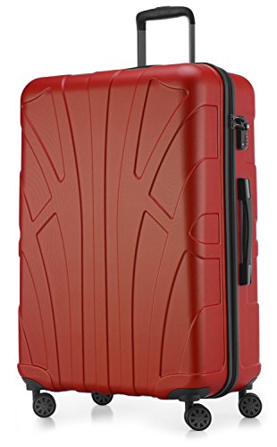 Suitline - Walizki z twardą stroną, walizka z twardą obudową, rozszerzana, TSA, (S, M i L), czarna, Czerwony, 76 cm, Walizka