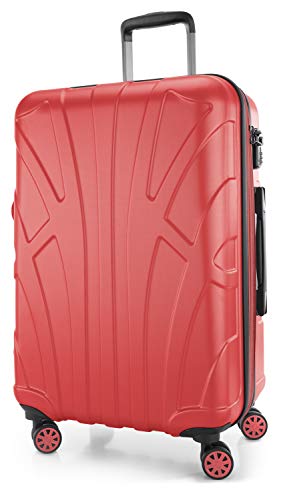 Suitline Walizka w 3 rozmiarach, zestaw walizek na kółkach, twarda obudowa, walizka podróżna (55 cm, 66 cm, 76 cm), podwójne kółka, 15, Koralowy, 66 cm, Walizka