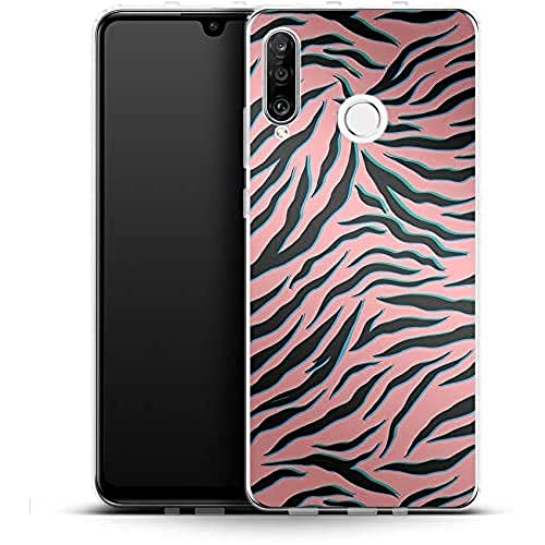 Silikonowe etui na telefon komórkowy do smartfona Pink Zebra Huawei P30 Lite