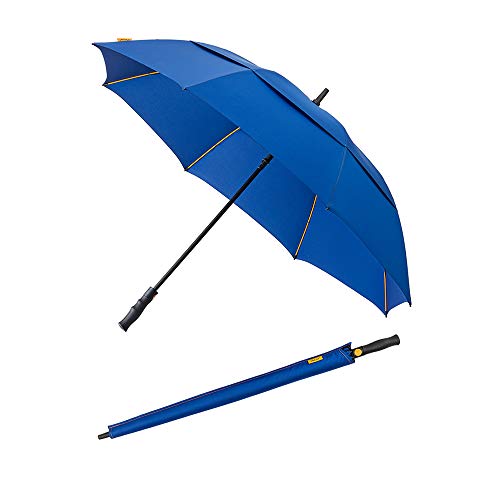 Falcone Parapluie de golf homme à ouverture automatique – Résistant au vent Bleu baleines pomarańczowy parasol, 97 cm, 160 litrów, niebieski (Bleu)