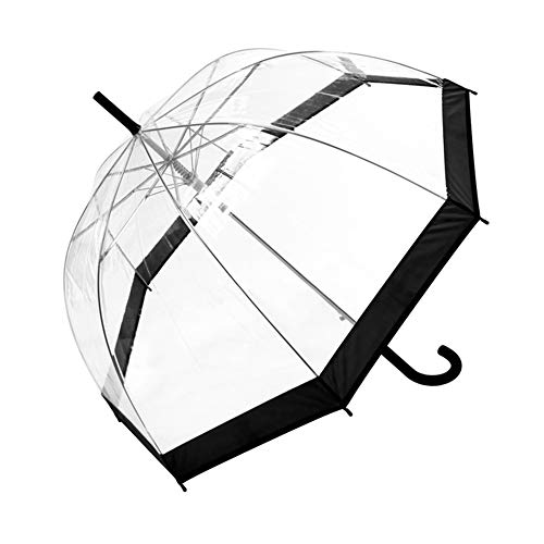 Smati Parapluie cloche przezroczysty automatyczny - Bordure noire parasol 90 cm, czarny (Noir)