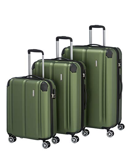 Travelite City 4 w walizka na kółkach, zielony, Trolley Set L/M/S, Wózek City, 4 w