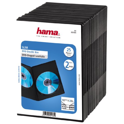 Hama Slim DVD Double Jewel Case pack of 25 black 51185 51185