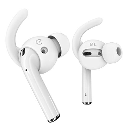 Keybudz EarBuddyz Ultra douszne, antypoślizgowe, silikonowe nakładki do słuchawek Apple AirPods, słuchawki EarPods, akcesoria do słuchawek, nauszniki, słuchawki, sportowe, białe