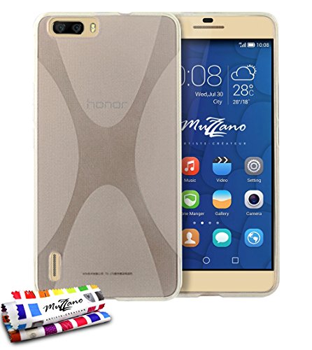 Huawei Ultraflache weiche Schutzhülle HONOR 6 PLUS [Le X Premium] [Grau] von MUZZANO + STIFT und MICROFASERTUCH MUZZANO GRATIS - Das ULTIMATIVE, ELEGANTE UND LANGLEBIGE Schutz-Case für Ihr HO