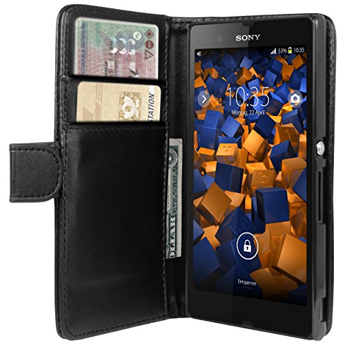 mumbi pokrowiec Bookstyle Case kompatybilny z Sony Xperia Z etui na telefon komórkowy Case Wallet, czarny