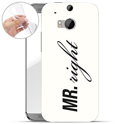 Finoo | HTC One M8 miękkie elastyczne silikonowe etui na telefon komórkowy | przezroczyste etui z TPU z motywem | torba Case etui z ultra cienką ochroną | Mr Right White
