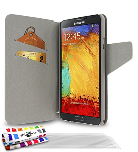 MUZZANO etui ochronne z klapką, biały, z ochroną przed działaniem promieni UV do Samsung Galaxy Note 3 oryginalny wyświetlacz wysokiej jakości, odporny na wstrząsy, eleganckie etui, etui ochronne i 3 CASPERIA ORIGINAL F776549