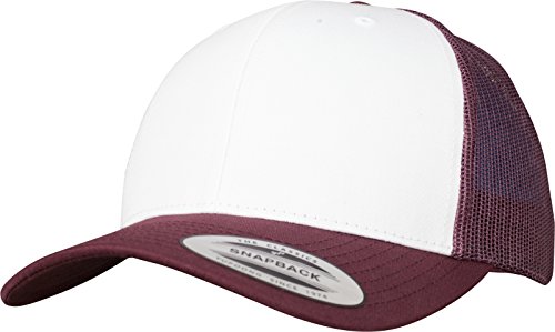 Flexfit Czapka z daszkiem dla mężczyzn i kobiet, styl retro, kolorowa, z przodu, uniseks, dla dorosłych, kasztanowy/biały, jeden rozmiar 6606CF