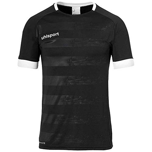 uhlsport Division 2.0 męska koszulka piłkarska z krótkim rękawem, odzież treningowa, czarno-biała, 152