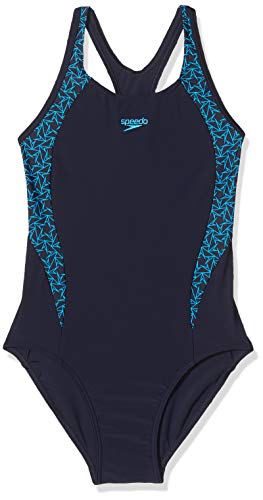 Speedo Boomstar Splice Flyback J kostium kąpielowy dla dziewcząt wielokolorowa niebieski morski/niebieski 116 812383