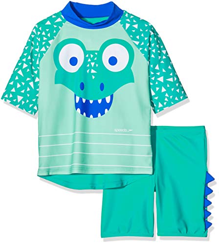 Speedo Speedo uniseks dziecięcy corey Croc uniseks top do pływania dla dzieci i krótki zestaw Emerald/Aqua Mint/Beautiful Blue/White 6-9 Months 812402