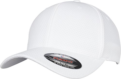 Flexfit Czapka z dżerseju sześciokątnego 3D, dla kobiet i mężczyzn, dostępna w 4 kolorach, rozmiarach S/M – L/XL, biały, L-XL