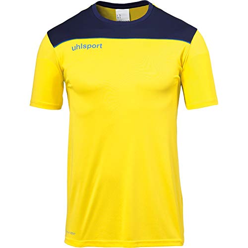 uhlsport Męska koszulka piłkarska OFFENSE 23 POLY SHIRT piłka nożna odzież treningowa, limonkowożółty/czarny/anthr, 128