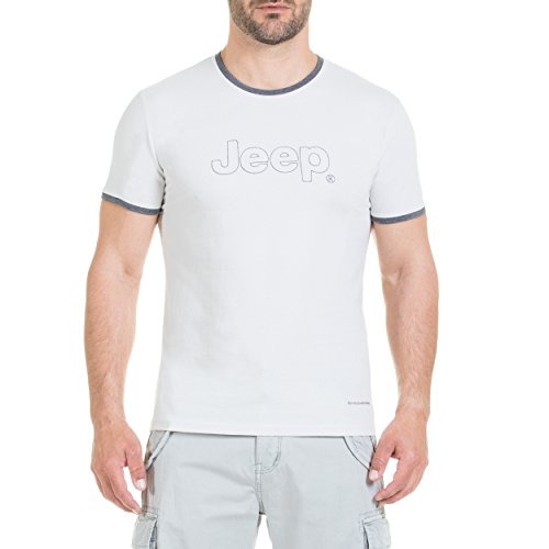 Jeep męski T-shirt z wyhaftowanym profilem Jeep szary jasnoszary S