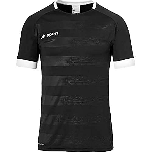 uhlsport Division 2.0 męska koszulka piłkarska z krótkim rękawem, czarno-biała, 140