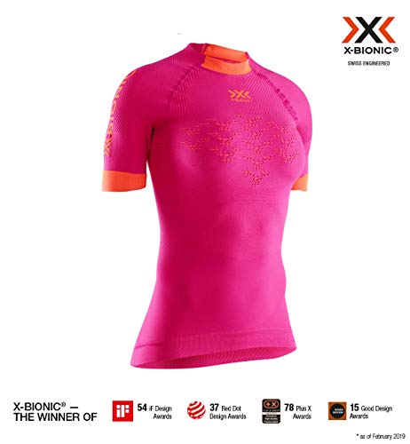 X-Bionic Damska koszulka The Trick 4.0 Run, Short Sleeve Shirt różowy Pink/Kurkuma Orange L