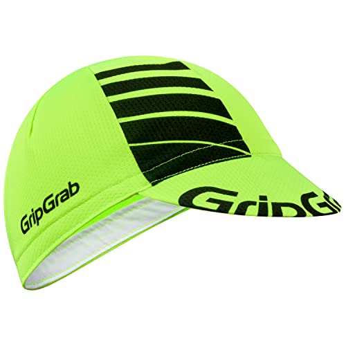 GripGrab Lekka letnia czapka rowerowa ochrona przed promieniowaniem UV pod kask rowerowy retro ochrona przed muchami czapka rowerowa, Żółty, Hi-Vis/czarny, S-M
