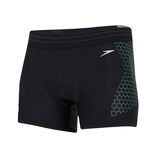 Speedo Męskie zwierzaki One Placement Aquashort kąpielowe wielokolorowa Schwarz/Leuchtend Grün/Rosa-gold 28