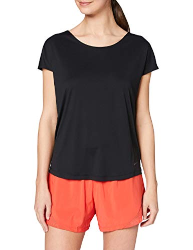 Nike W NP DRY ELASTIKA SS TOP ESSNT T-Shirt damski, czarny/(Thunder Grey), M