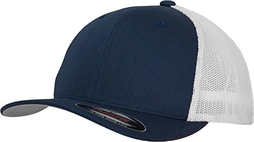 Flexfit Czapka z daszkiem z siateczki, 2 odcienie, uniseks, dla kobiet i mężczyzn, Nvy/Wht, L-XL