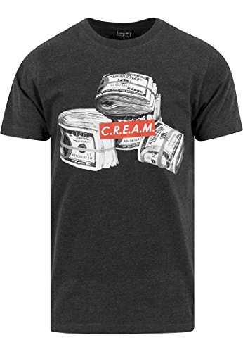 Mister Tee męski T-shirt c.r.e.a.m. Bundle Print z krótkim rękawem-Shirt, szary, XS MT185-00091-0058_Charcoal_XS