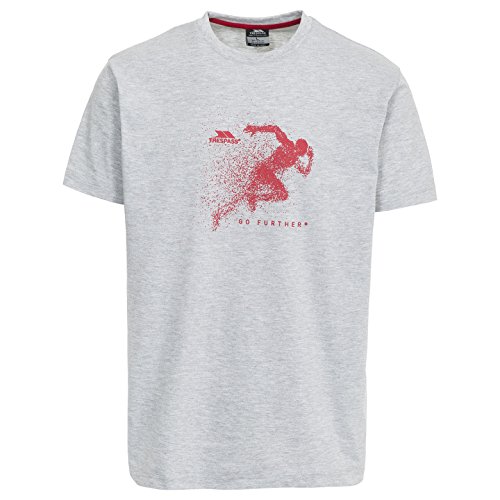 Trespass męski t-shirt z krótkim rękawem Lyons z nadrukiem na klatce piersiowej Szary melanżowy XXS MATOTSM10015
