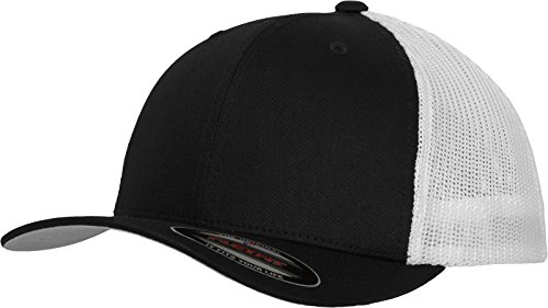 Flexfit Czapka z daszkiem z siateczki, 2 odcienie, uniseks, dla kobiet i mężczyzn, Blk/Wht, L-XL