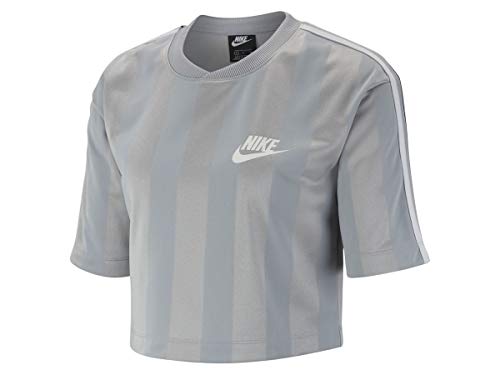 Nike damska odzież sportowa top z krótkim rękawem Shdw Strp Top Wolf Grey/White XL