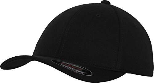 Flexfit Damska/męska czapka z daszkiem Double Jersey Fitted Unisex dla dorosłych, czarny, S/M 6778