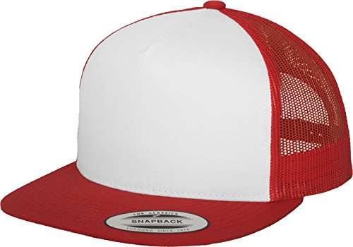 Flexfit Damska/męska czapka typu trucker Cap Classic unisex Snapback czapka dla dorosłych, czerwony/Wht/Red, jeden rozmiar