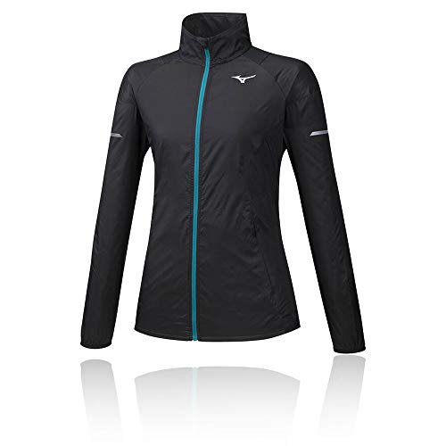 Mizuno Aero Wind damska koszulka z długim rękawem w kolorze czarnym, turkusowa koszulka, L