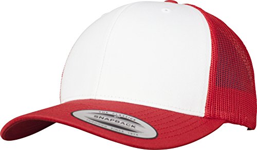 Flexfit Uniseks Retro Trucker Colored Front Czapka z Daszkiem, Biały/Czerwony