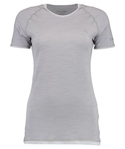 Schoffel Damska koszulka z merynosów z rękawami 1/2, damska koszulka szary Opal Gray XL 11340