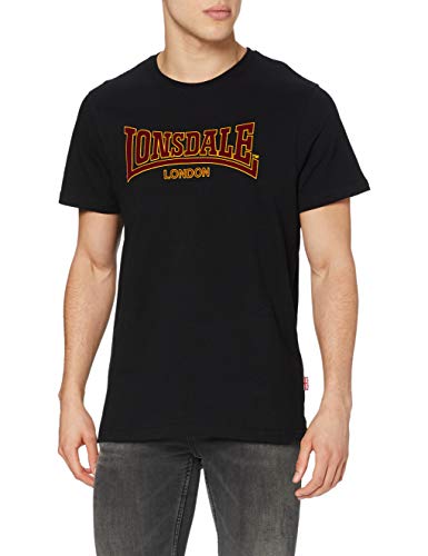 Lonsdale męski wąski krój klasyczny top z długim rękawem, czarny, średni T-Shirt Classic