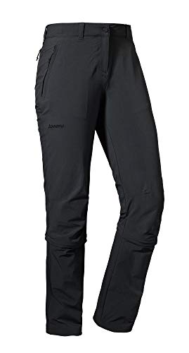 Schöffel Engadin1 Zip Off wygodne i elastyczne spodnie damskie z funkcją Zip-Off i chłodzące i szybkoschnące spodnie outdoorowe dla kobiet czarny czarny (czarny) 48 12640