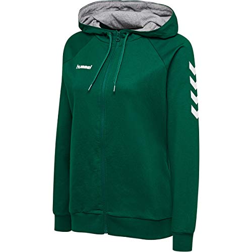 Hummel Damska bluza z kapturem Hmlgo Cotton Zip Hoodie zielony Evergreen XL 204232-6140