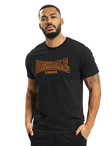 Lonsdale męski wąski krój klasyczny top z długim rękawem, czarny, XL T-Shirt Classic