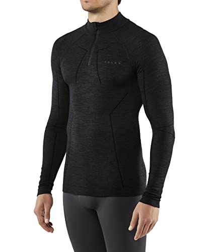 FALKE mężczyzn wool Tech Zip koszulka Comfort bielizna, czarny, s 33410