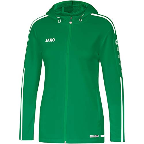 JAKO Damska kurtka z kapturem Striker 2.0, sportowa zielona/biała, 38