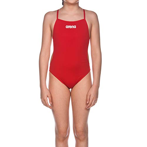 Arena Solid Lightech Junior jednoczęściowy kostium kąpielowy dla dziewczynki, czerwony 000002A264