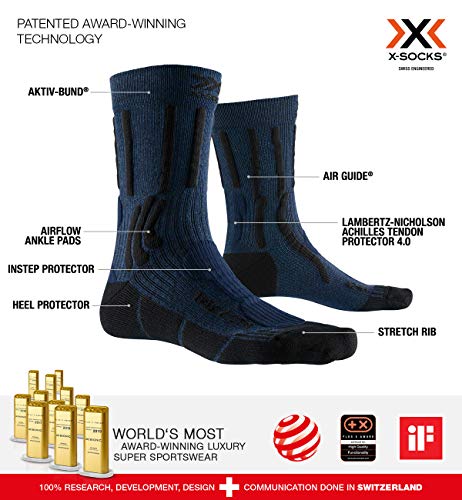 X-Socks Unisex X-socks Trek X Cotton Socks skarpety trekkingowe, skarpety do wędrówek, dla mężczyzn i kobiet niebieski midnight blue melange/Opal black 35-38