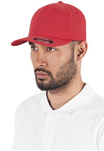 Flexfit czapka bejsbolówka, uniseks, 5 paneli, czapka z daszkiem, jednokolorowa czapka bejsbolowa, całkowicie zamknięta w wielu kolorach, rozmiary S/M i L/XL czerwony czerwony S-M